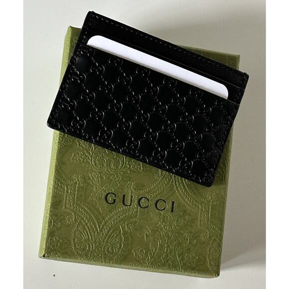 NIB Gucci Microguccissima Soft Black Leather Card Case Made in Italy 262837 - Picture 2 of 6